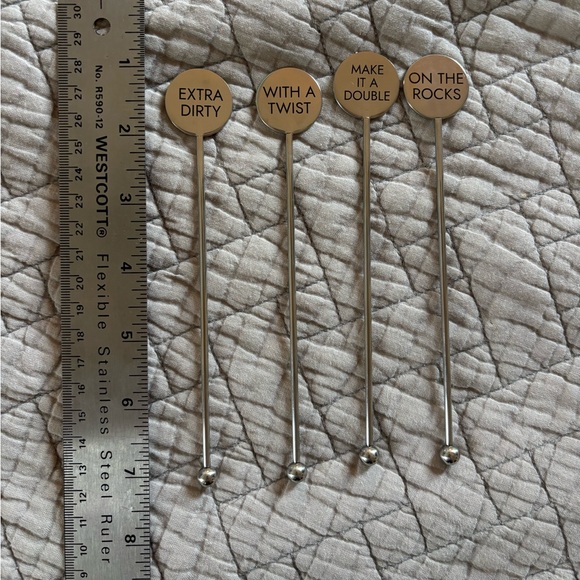 Set of 4 Stainless Steel Cocktail Sticks - Picture 1 of 3